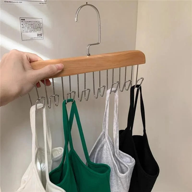 MOD Multi-functional Belt Hanger Clothes Organizer Multifunctional Wooden Underwear Vest Storage Home Dorm Wave Hanger Drying Rack
