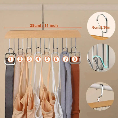 MOD Multi-functional Belt Hanger Clothes Organizer Multifunctional Wooden Underwear Vest Storage Home Dorm Wave Hanger Drying Rack