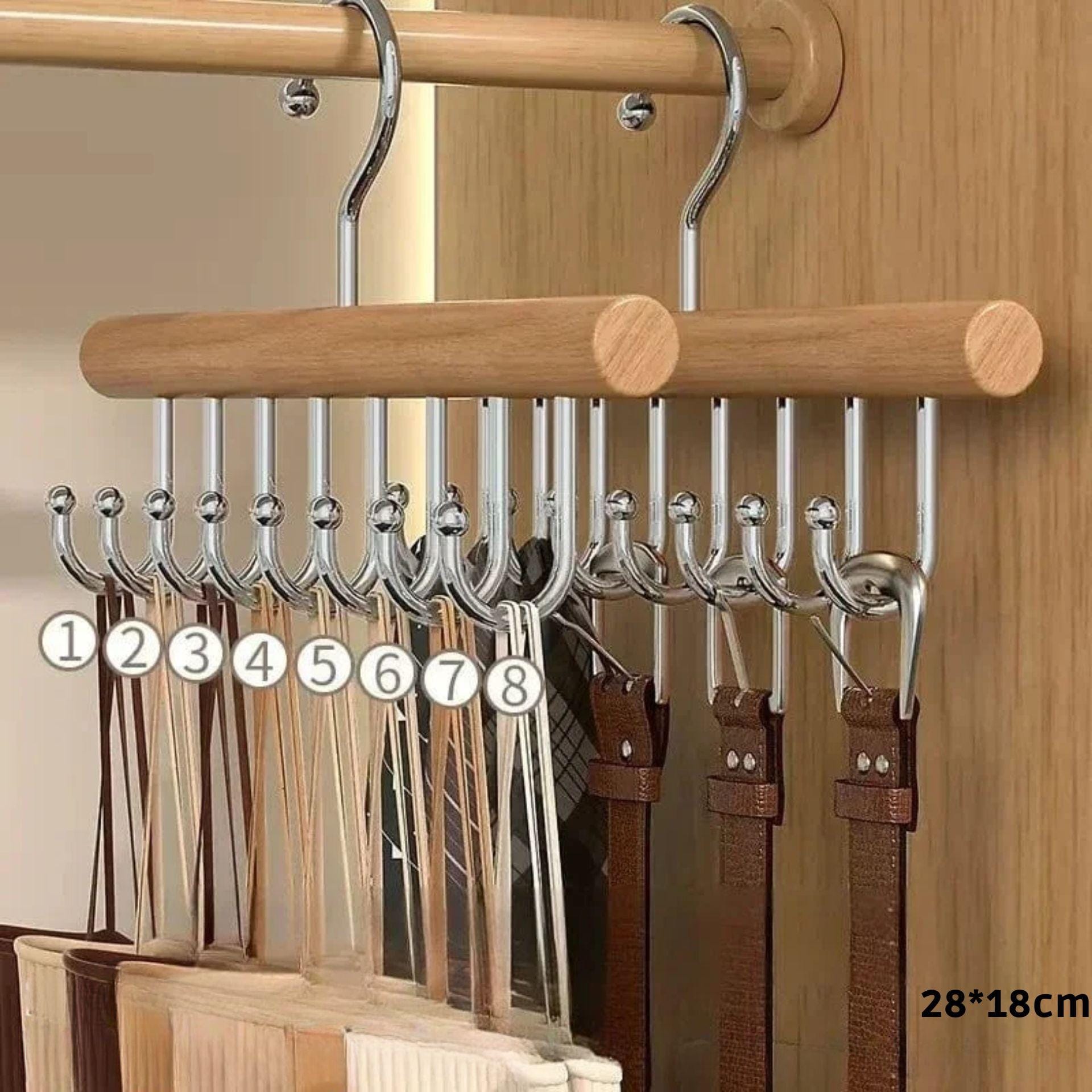 Organisateur suspendu ceinture multifonctionnel vêtements Rond Bois / 3PCS