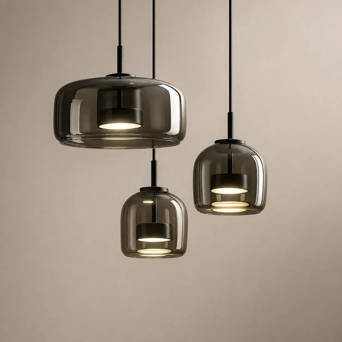 BRUTA - Suspension en Verre Fumé ou Ambré, Salon et Chambre