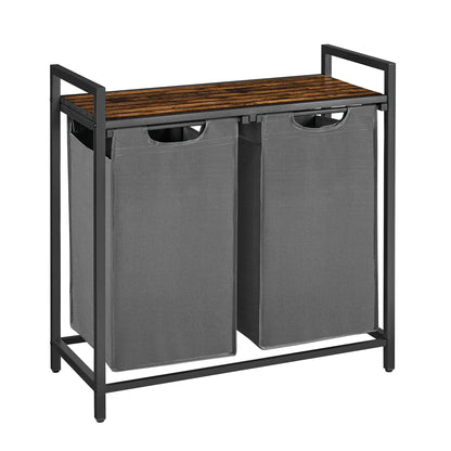 Panier à linge 2 compartiment - Organisez votre linge de manière astucieuse ! gris foncé