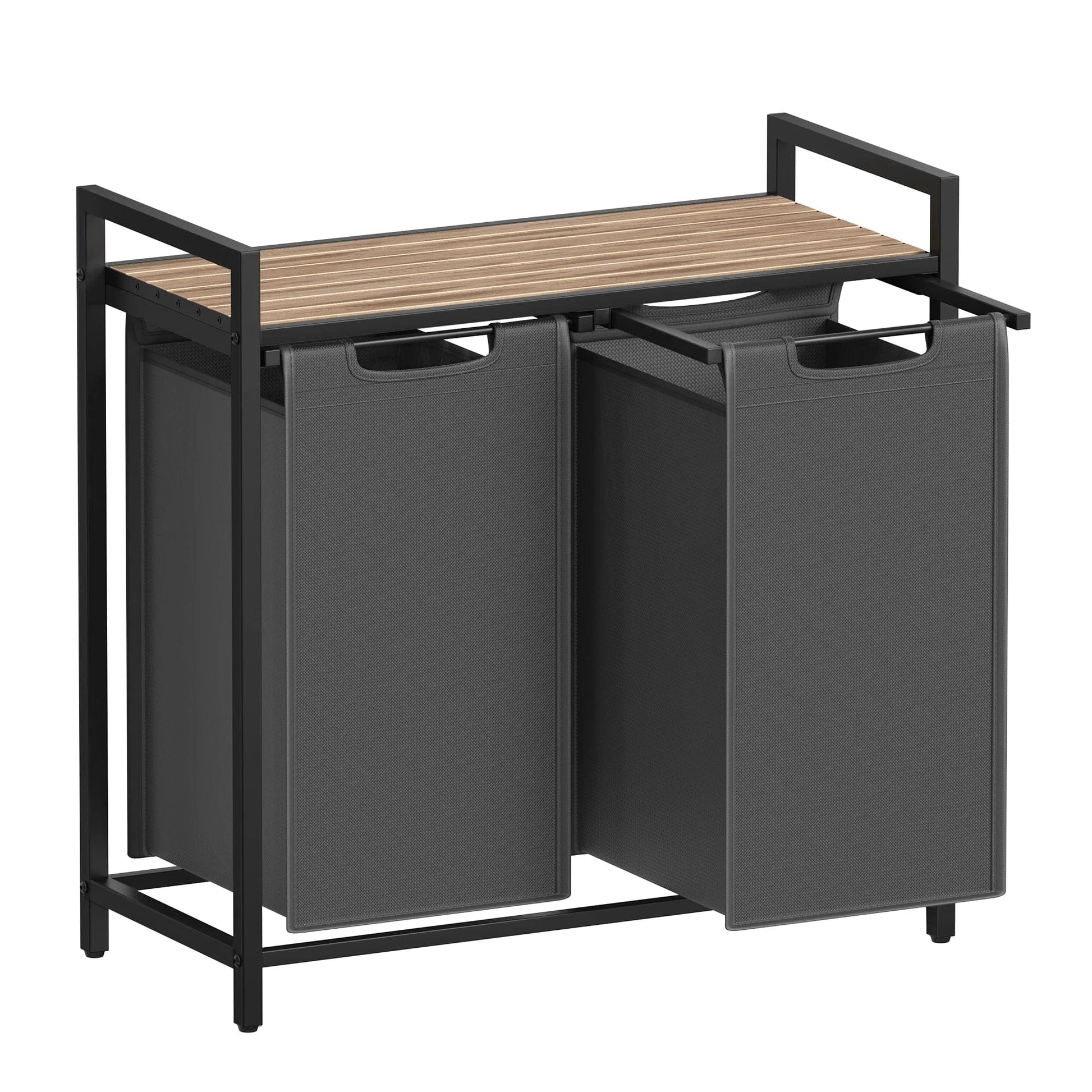 Panier à linge 2 compartiment - Organisez votre linge de manière astucieuse ! Marron/Gris