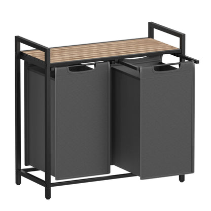 Panier à linge 2 compartiment - Organisez votre linge de manière astucieuse ! Marron/Gris