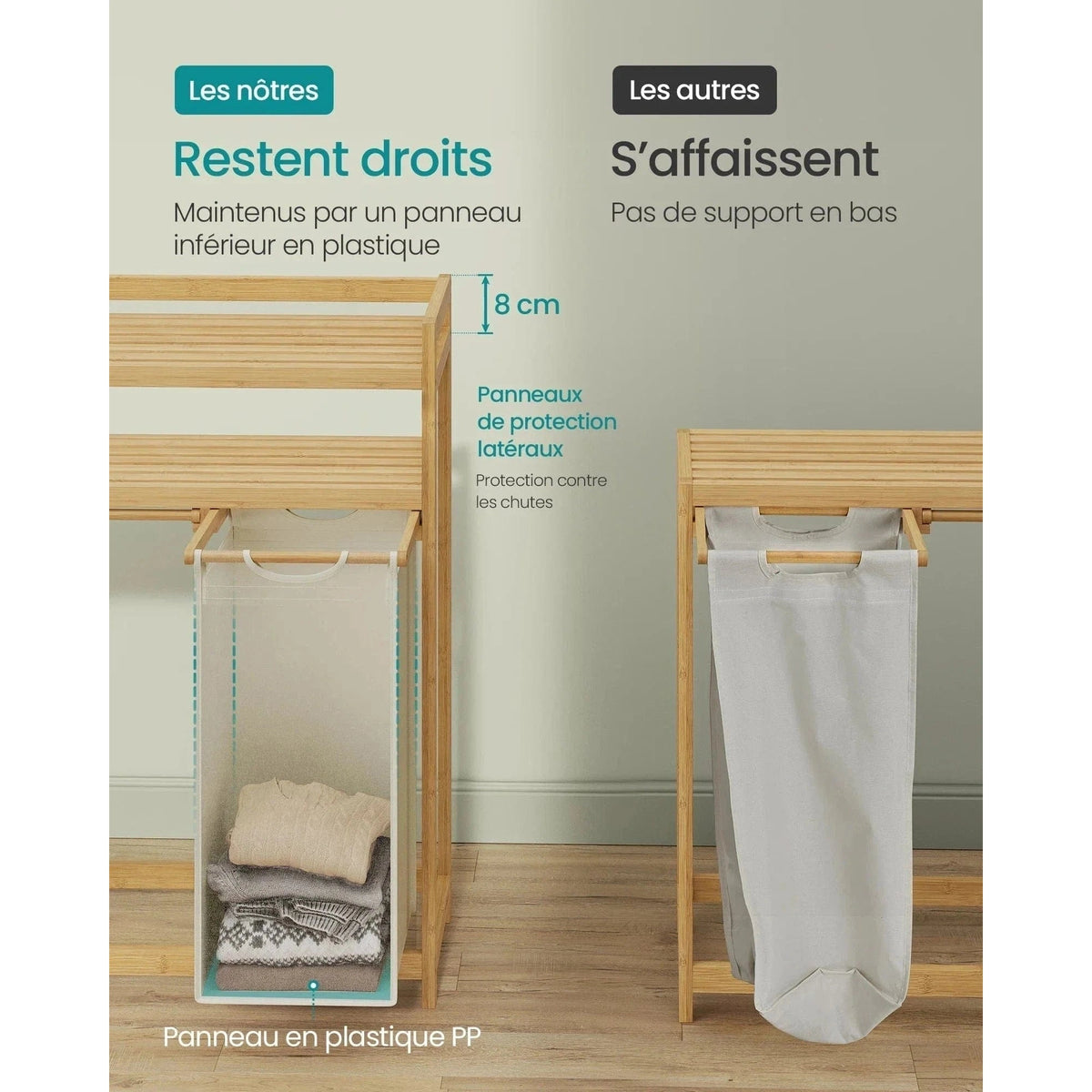 Organisateur de lessive 2 en 1 pour un rangement efficace et stylé - Aéraly