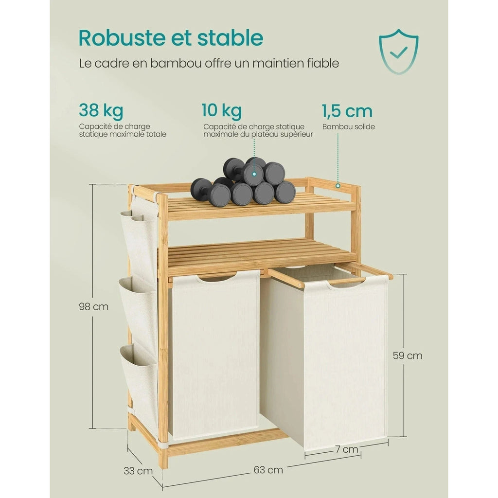 Organisateur de lessive 2 en 1 pour un rangement efficace et stylé - Aéraly