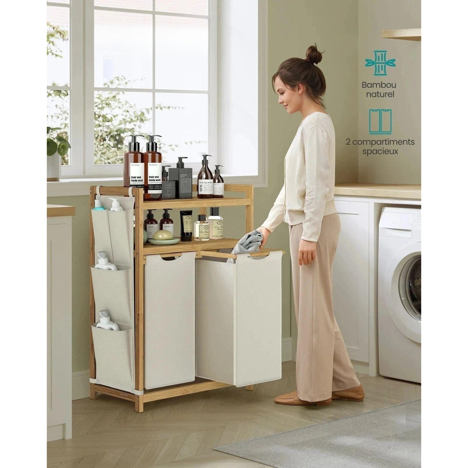 Organisateur de lessive 2 en 1 pour un rangement efficace et stylé - Aéraly
