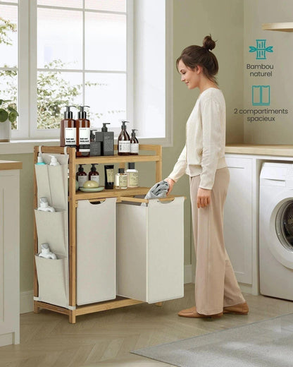 Organisateur de lessive 2 en 1 pour un rangement efficace et stylé 100L / Blanc