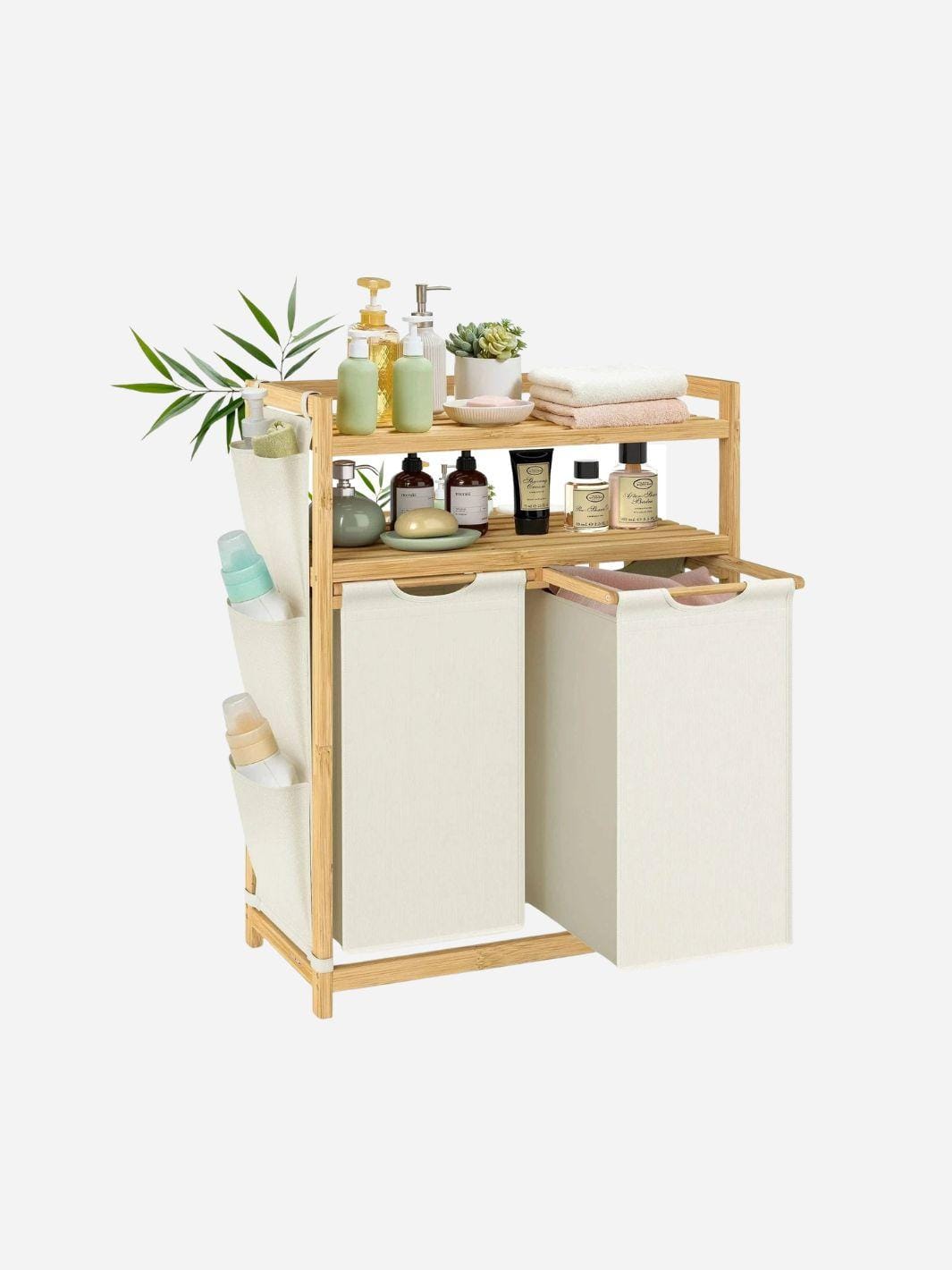 Organisateur de lessive 2 en 1 pour un rangement efficace et stylé 100L / Blanc