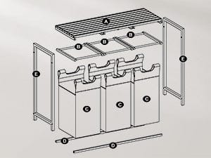 Panier à linge 3 compartiments avec étagère – Robuste et pratique