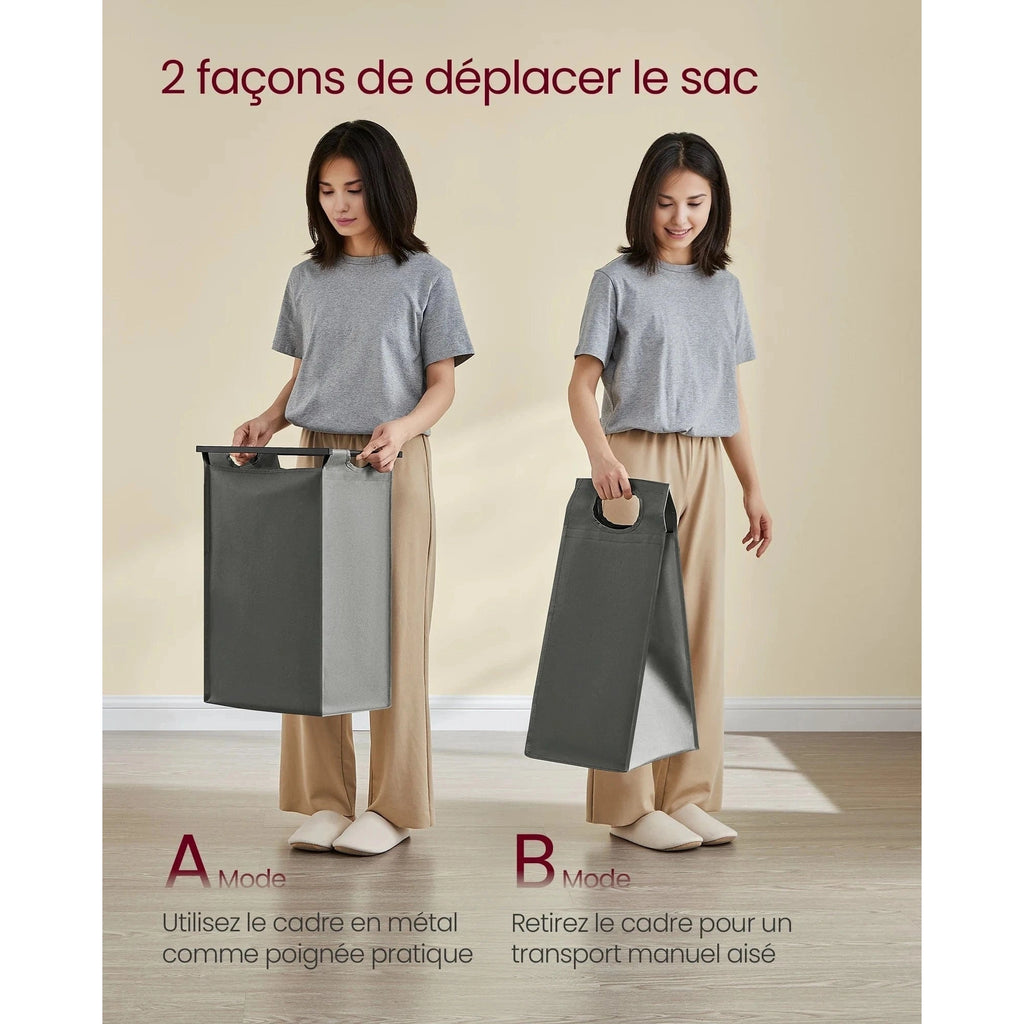 Panier à linge 4 compartiments avec étagère – Grande capacité 160 L - Aéraly