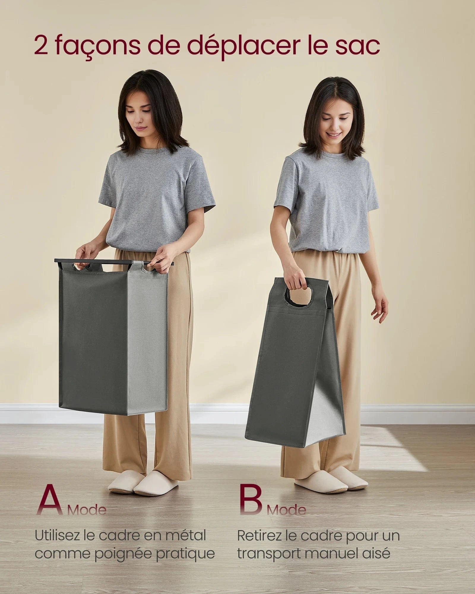 Panier à linge 4 compartiments avec étagère – Grande capacité 160 L