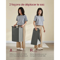 Panier à linge 4 compartiments avec étagère – Grande capacité 160 L - Aéraly