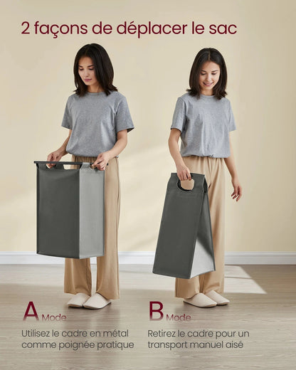 Panier à linge 4 compartiments avec étagère – Grande capacité 160 L