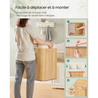 Panier à linge bambou avec couvercle et sac amovible - Aéraly