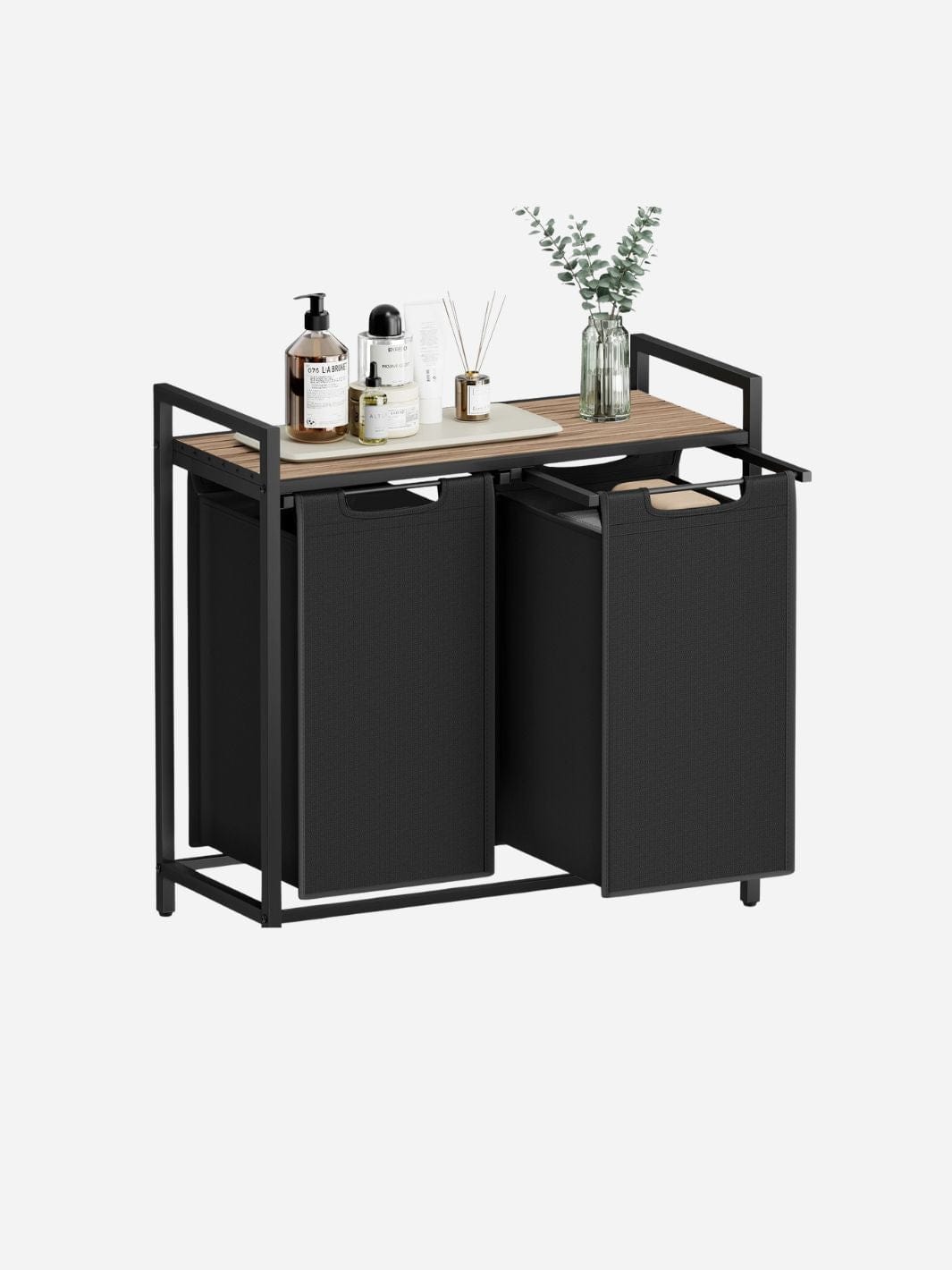 Panier à linge double avec compartiments – Pratique et robuste Noir