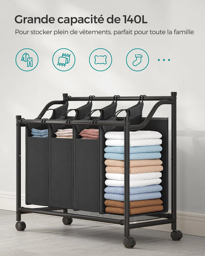 panier à linge 4 compartiments - Bénéficiez d'un rangement pratique et élégant