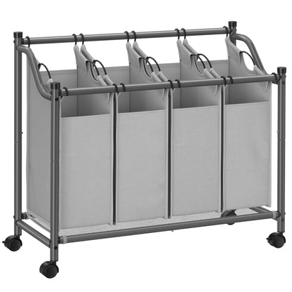 panier à linge 4 compartiments - Bénéficiez d'un rangement pratique et élégant Gris