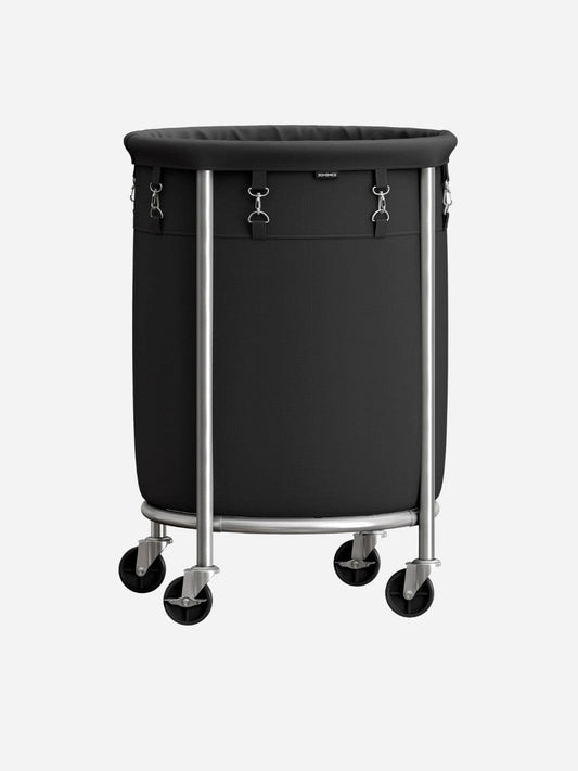 Panier a linge sur roulettes – Sac amovible, pratique et robuste Noir