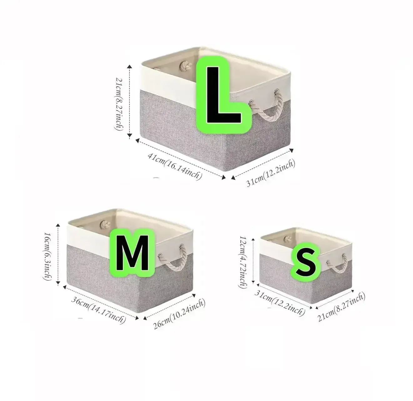 Panier de rangement en tissu avec poignée et grande capacité