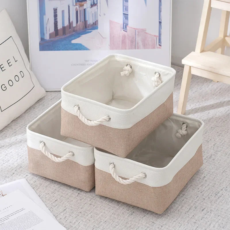 Panier de rangement en tissu avec poignée et grande capacité - Aéraly