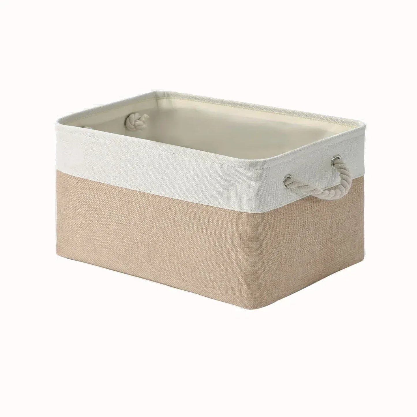 Panier de rangement en tissu avec poignée et grande capacité Blanc/Beige / S