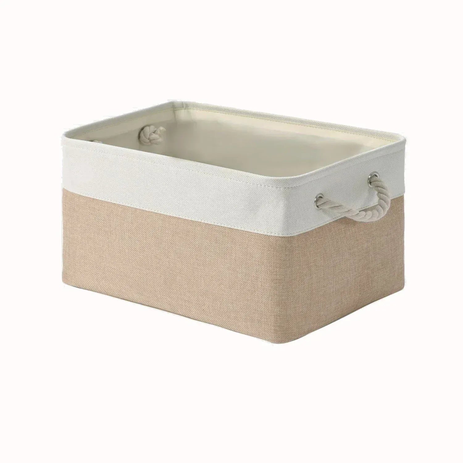 Panier de rangement en tissu avec poignée et grande capacité Blanc/Beige / S