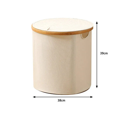 panier linge pliable avec et sans couvercle Beige - Rond