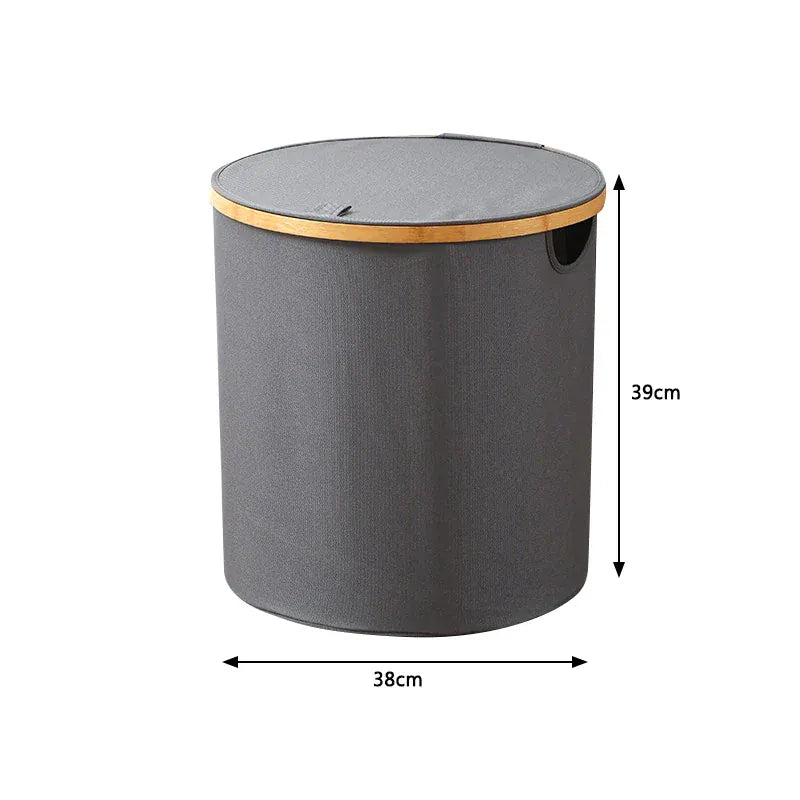 panier linge pliable avec et sans couvercle Noir - Rond