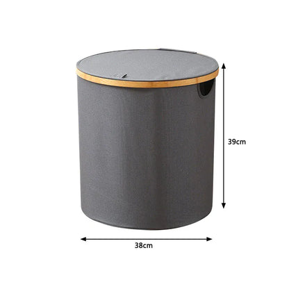 panier linge pliable avec et sans couvercle Noir - Rond