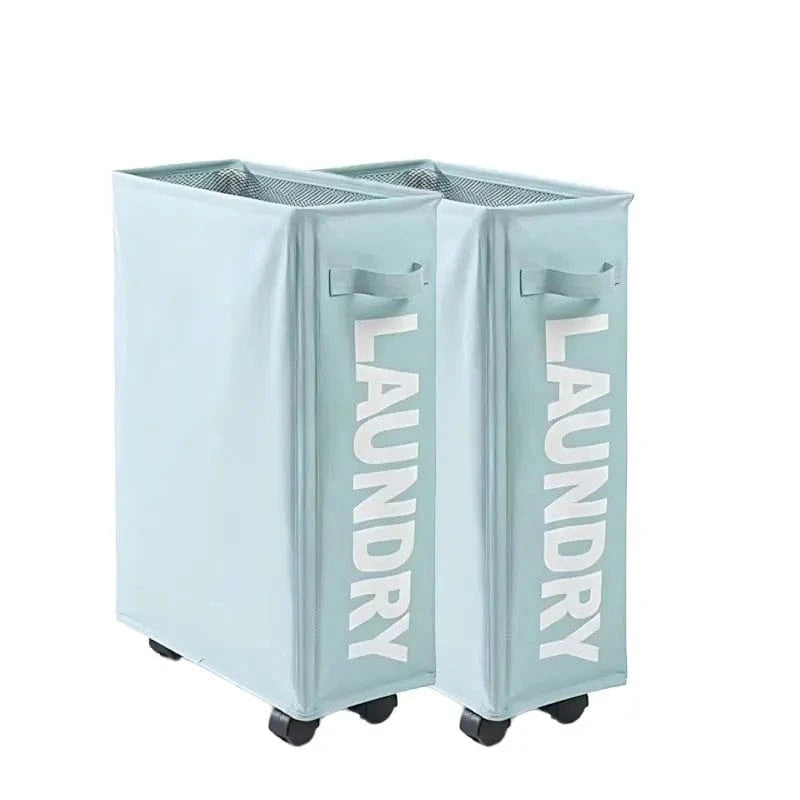 MOD 1/2/3Pcs Dirty Laundry Basket with Wheels Foldable Laundry Basket Household Clothes Organiser Yoga Mat Equipment Storage Basket Blue-2PCS