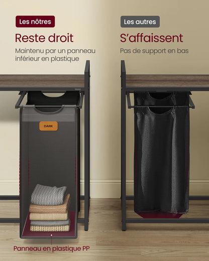 Panière à linge à roulettes 4 compartiments