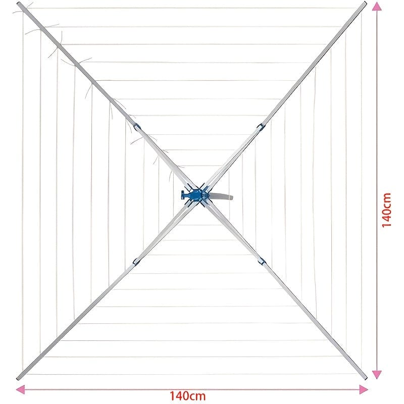 Parapluie étendoir à linge – Séchoir rotatif de jardin pliable 38 m avec housse de protection 140x180cm