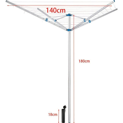 Parapluie étendoir à linge – Séchoir rotatif de jardin pliable 38 m avec housse de protection 140x180cm