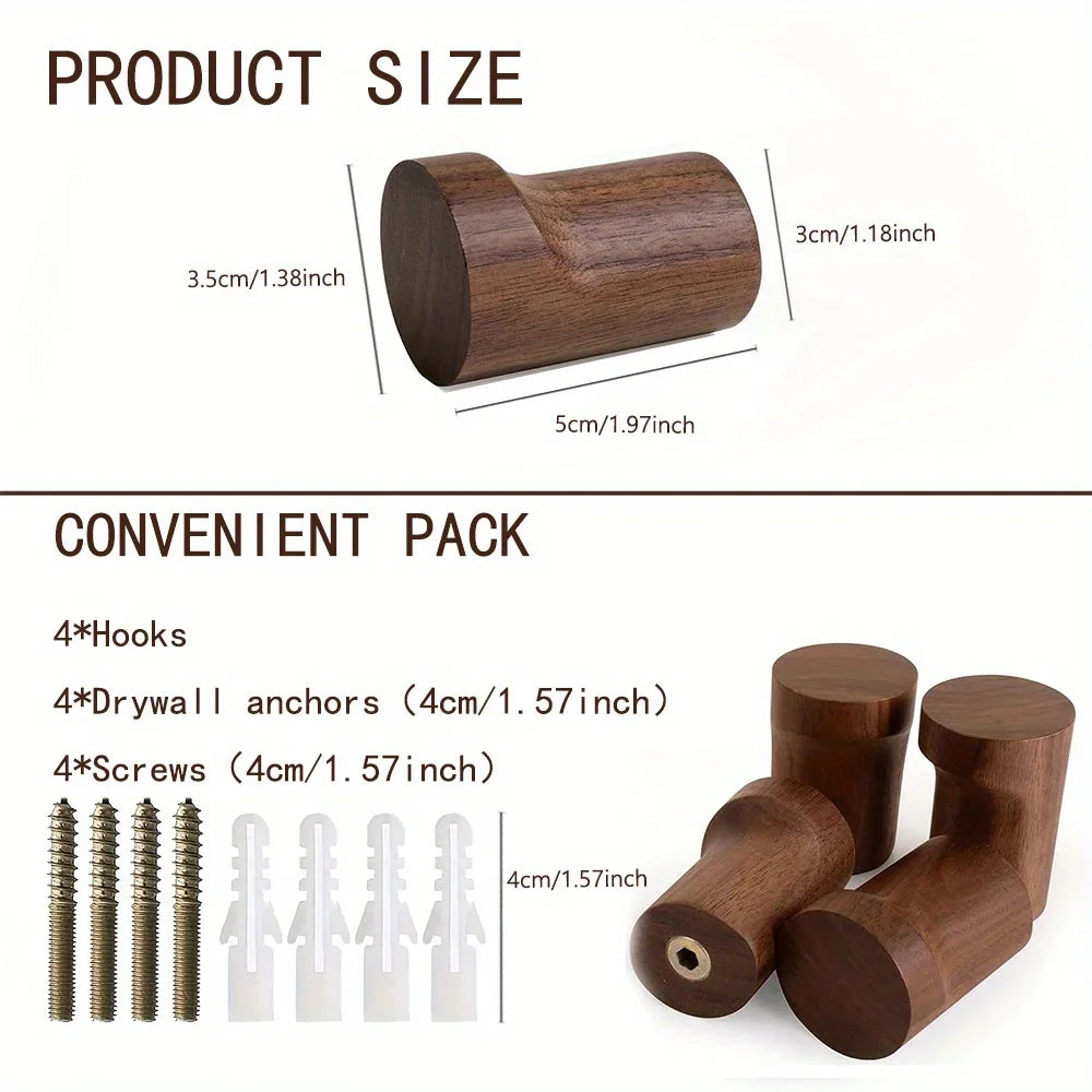 Patère murale vintage bois noyer - Aéraly