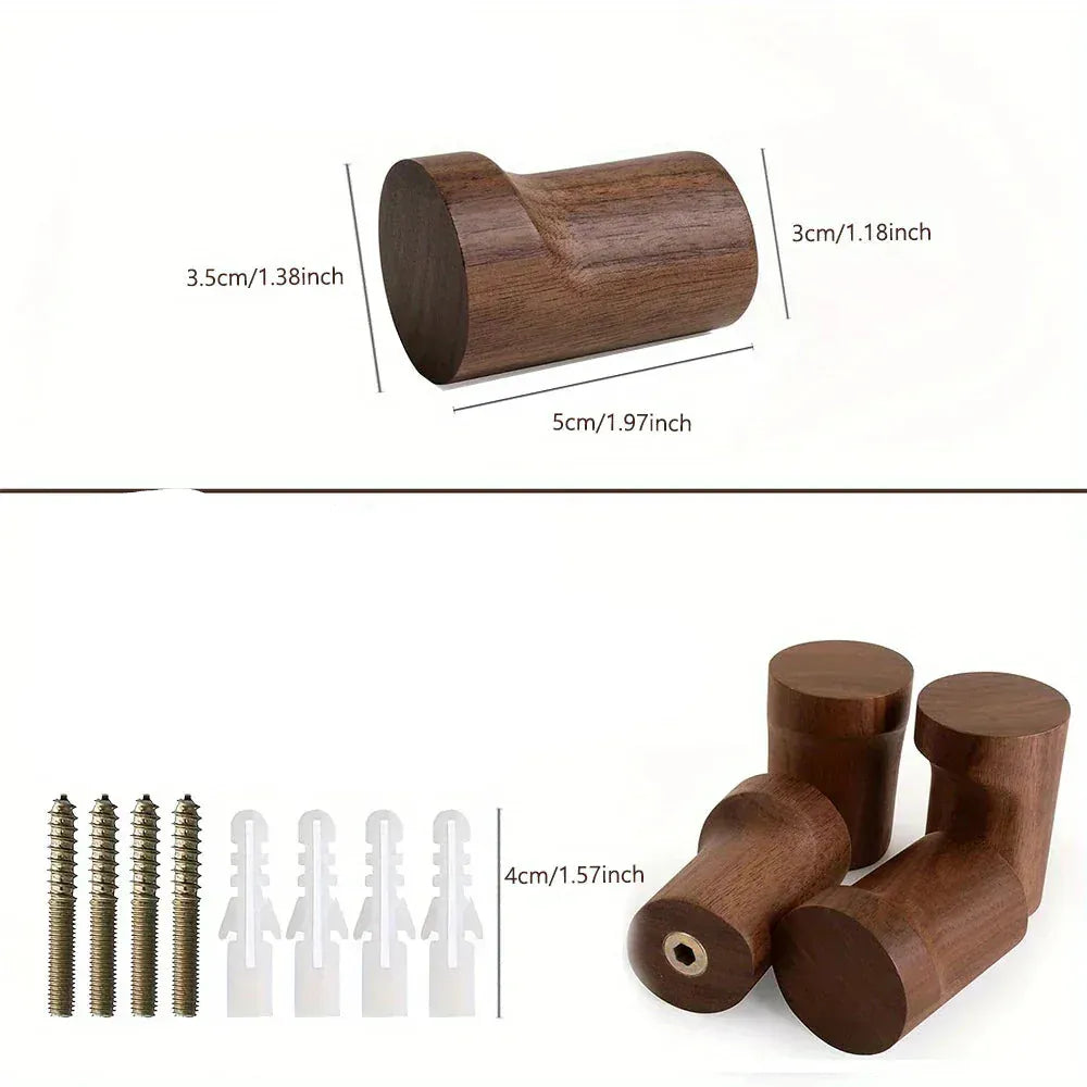 Patère murale vintage bois noyer