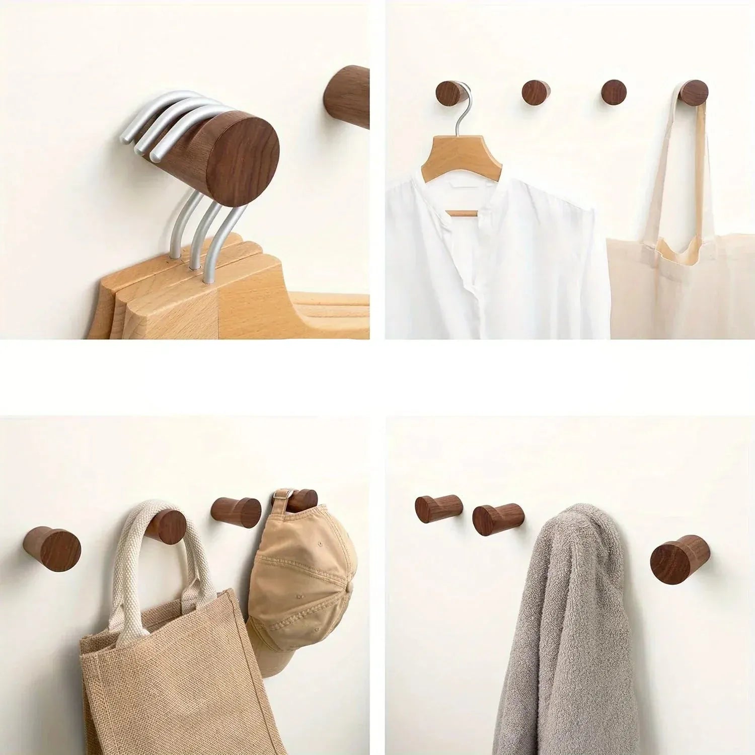 Patère murale vintage bois noyer