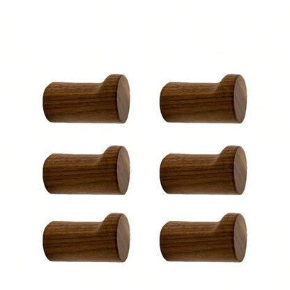 Patère murale vintage bois noyer 6 PCS