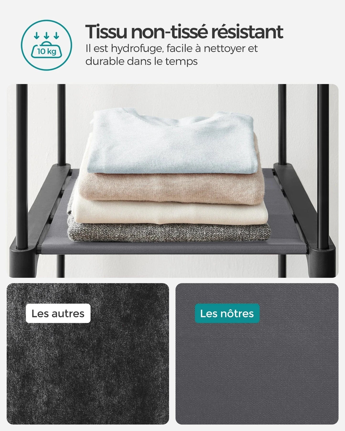 Penderie tissus pliable – rangement vêtements pratique et solide Gris