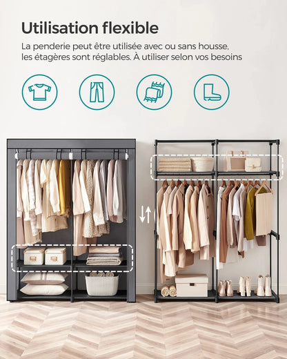 Penderie tissus pliable – rangement vêtements pratique et solide Gris