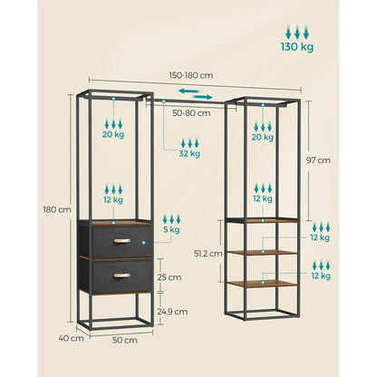 Penderie et portant - Optimisez l'espace de rangement de votre chambre avec l'armoire penderie Marron