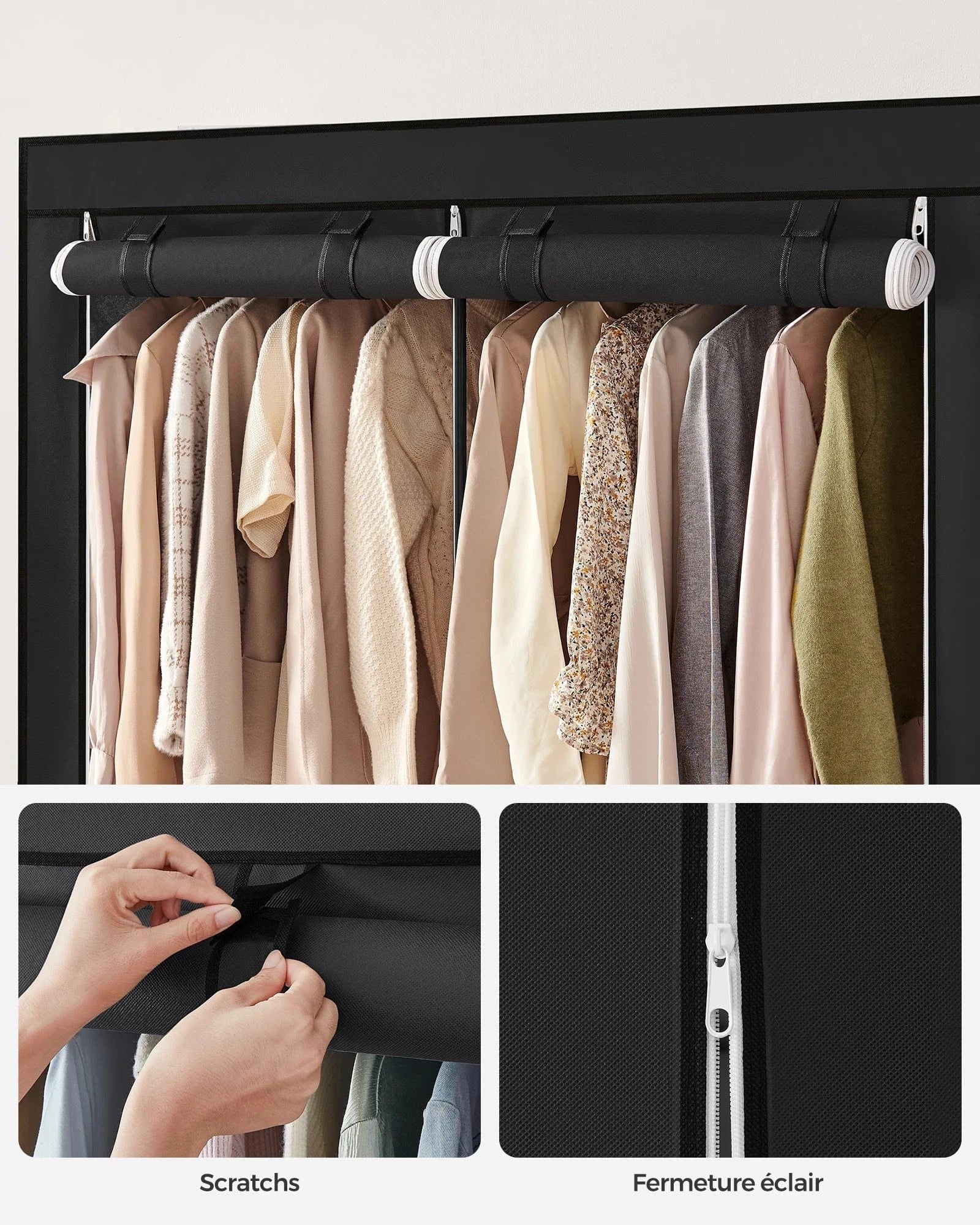 Penderie pour petit espace pliable et fonctionnelle Noir