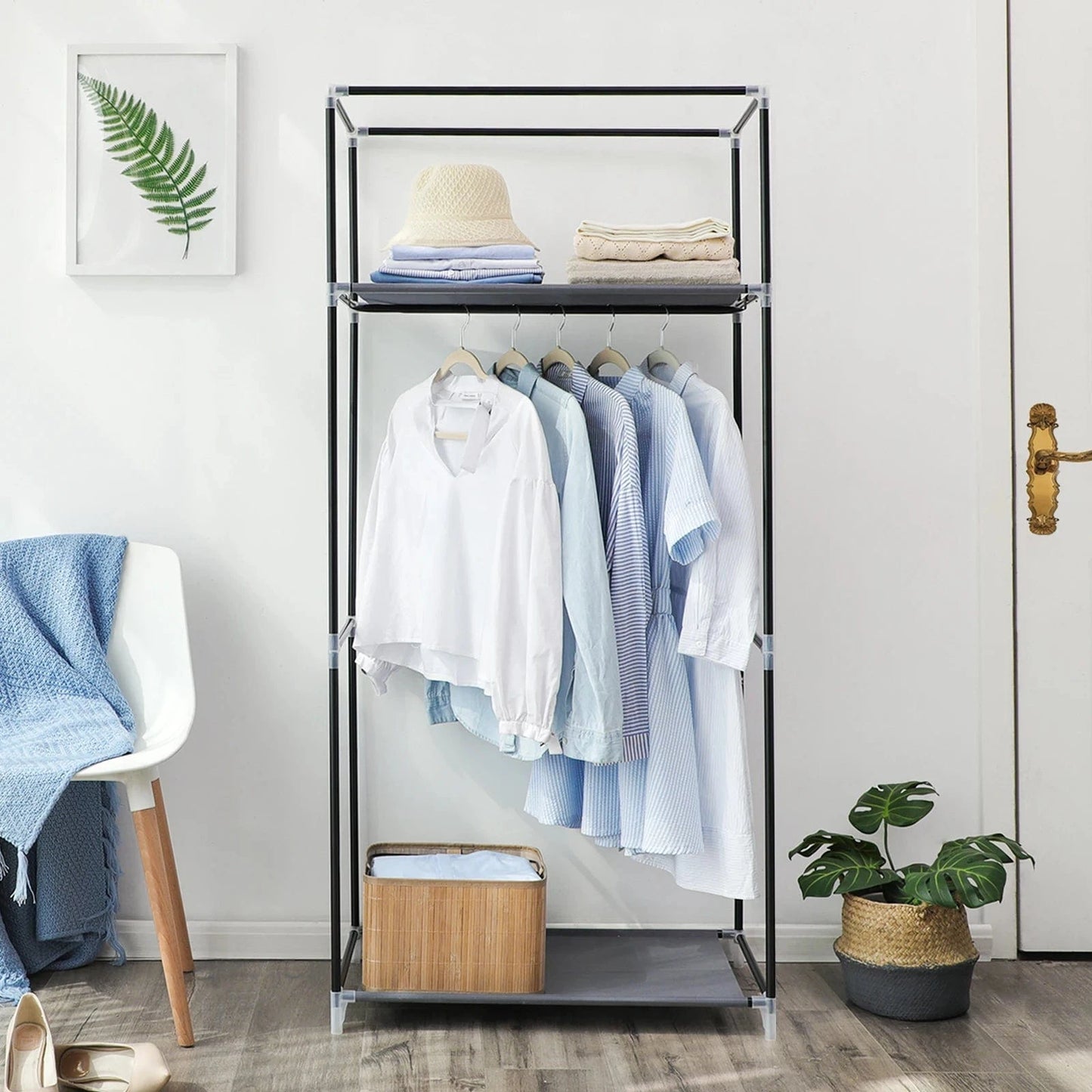 Penderie simple en tissu pliable – Rangement pratique Gris