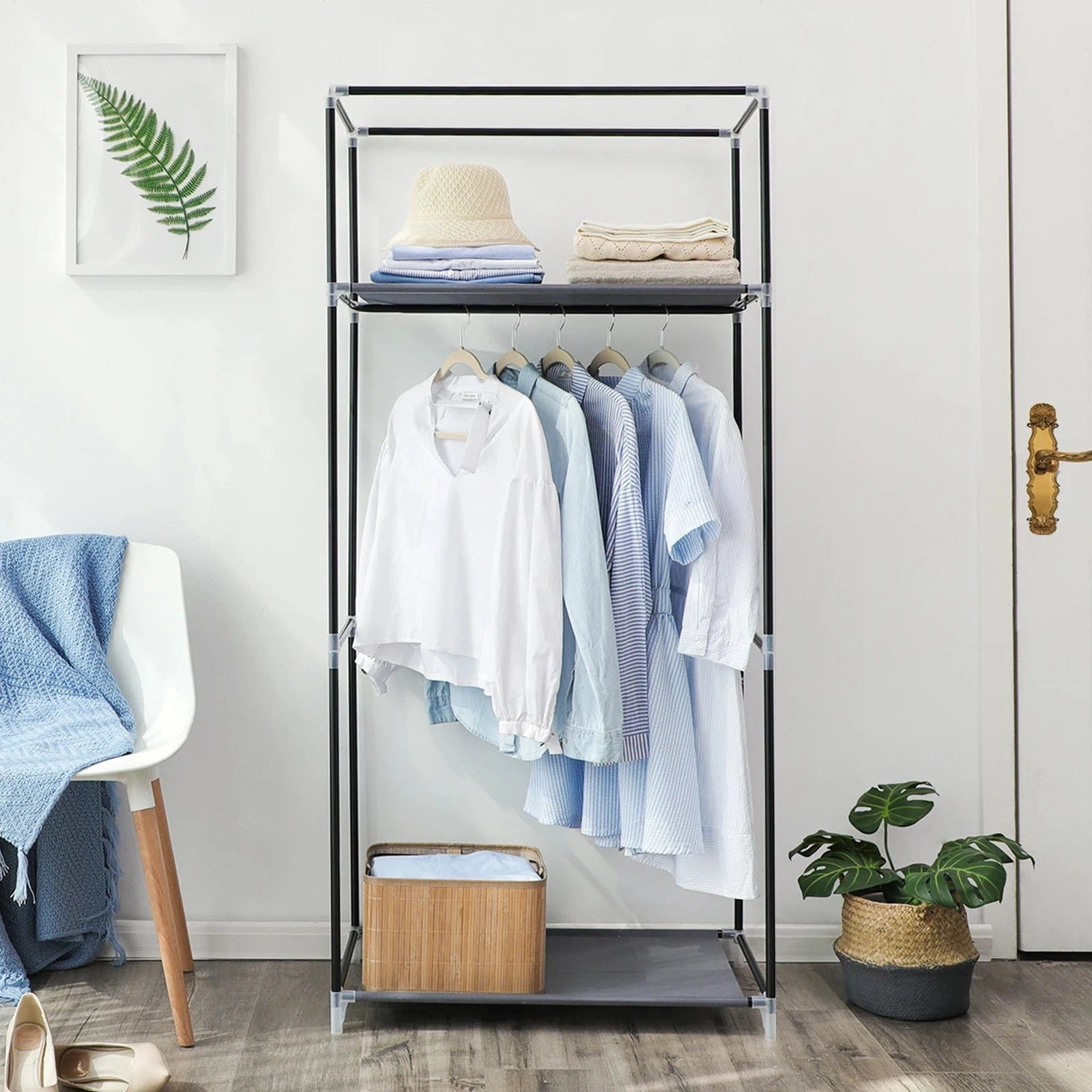 Penderie simple en tissu pliable – Rangement pratique Gris