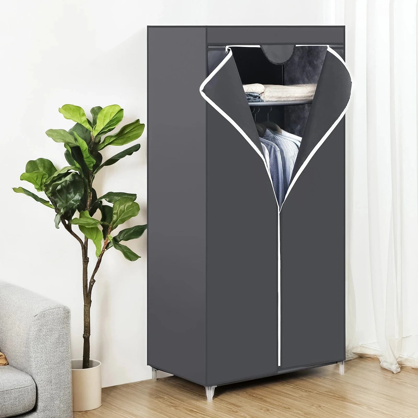 Penderie simple en tissu pliable – Rangement pratique Gris