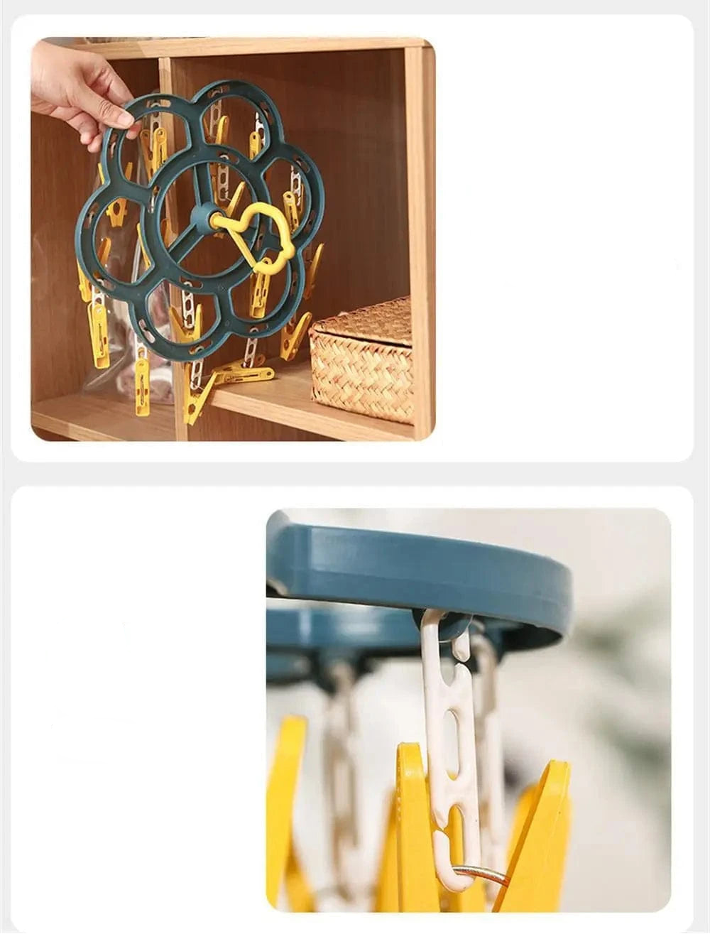 MOD 32 Clips Folding Clothes Dryer Hanger Windproof Socks Underwear Drying Rack Household Children Adults Storage Laundry Rack