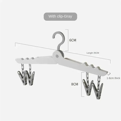 MOD 32 Clips Folding Clothes Dryer Hanger Windproof Socks Underwear Drying Rack Household Children Adults Storage Laundry Rack Gray 4Clip / CHINA