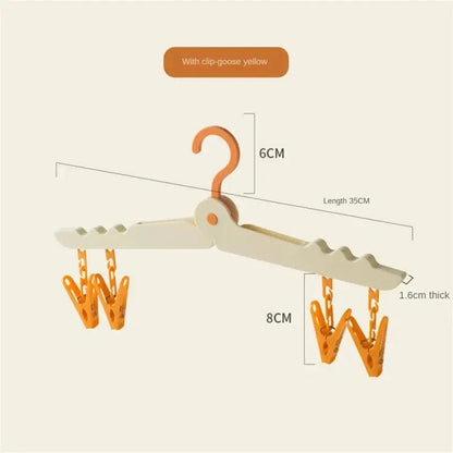 MOD 32 Clips Folding Clothes Dryer Hanger Windproof Socks Underwear Drying Rack Household Children Adults Storage Laundry Rack Orange 4Clip / CHINA