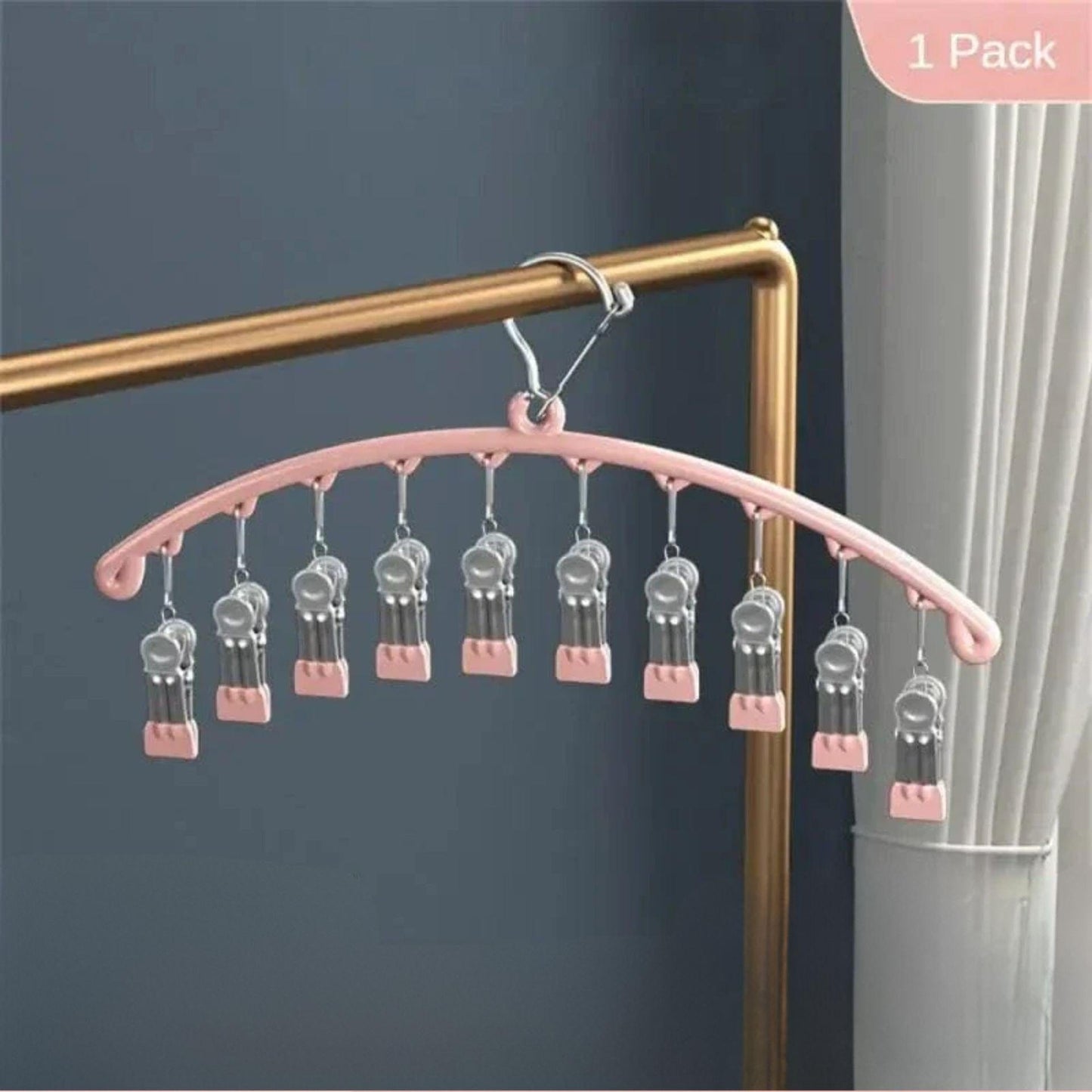 Petit étendoirs pliable vêtements - Profitez d'un séchage efficace et pratique Rose 10 crochets