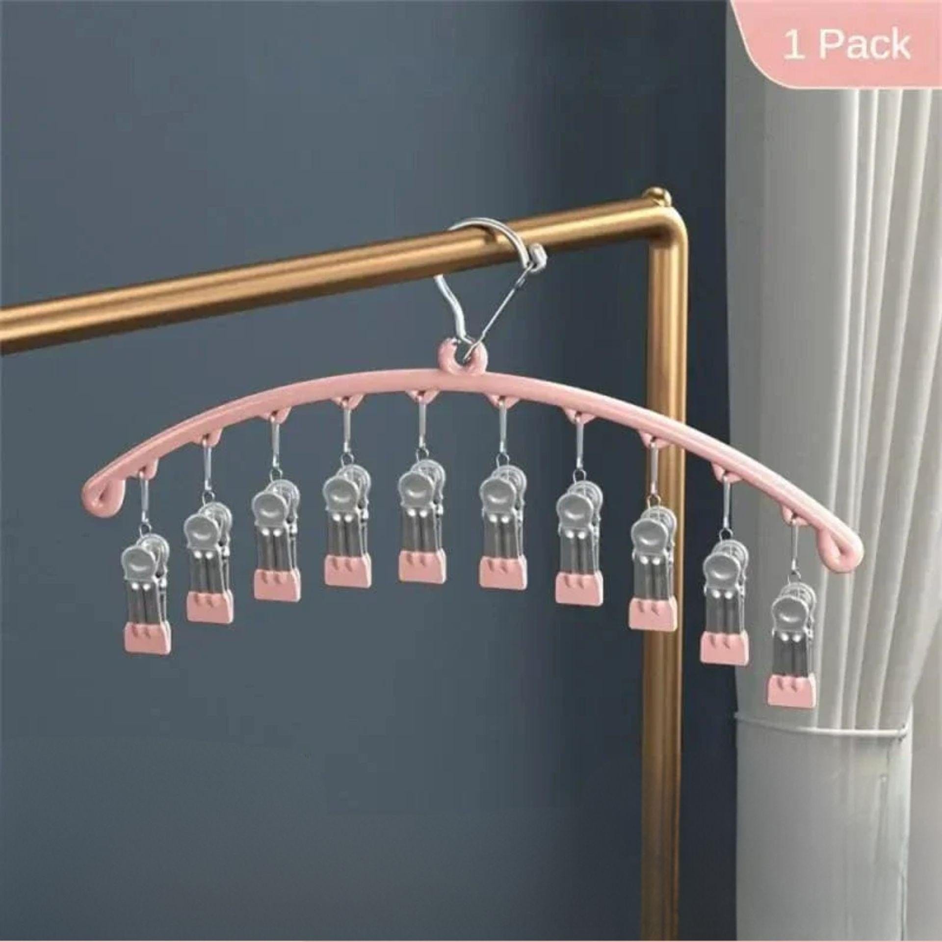 Petit étendoirs pliable vêtements - Profitez d'un séchage efficace et pratique Rose 10 crochets