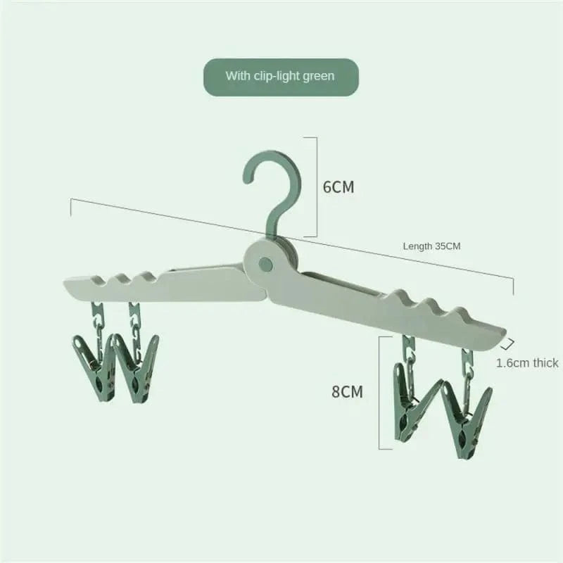 MOD 32 Clips Folding Clothes Dryer Hanger Windproof Socks Underwear Drying Rack Household Children Adults Storage Laundry Rack Green 4Clip / CHINA
